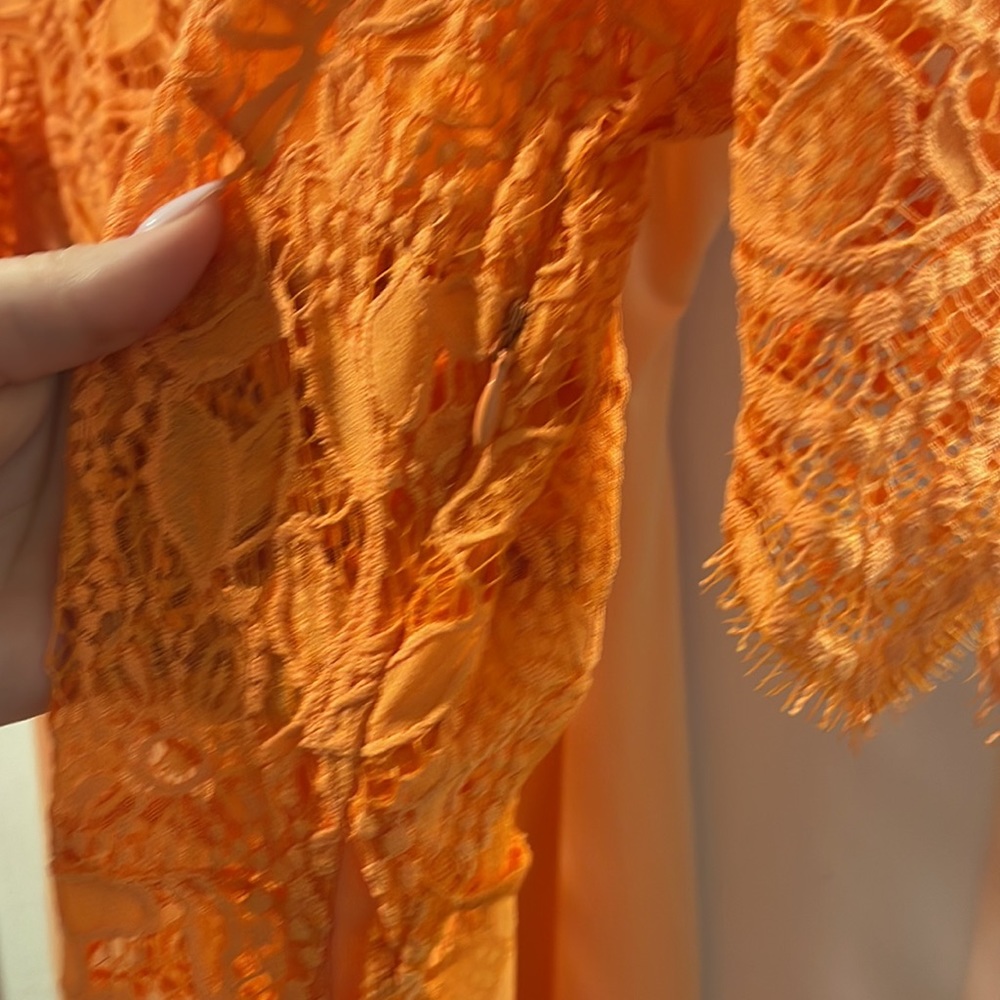 NWOT RARE For Love & Lemons Orange Lace Dress - slip included! - Picture 8 of 16